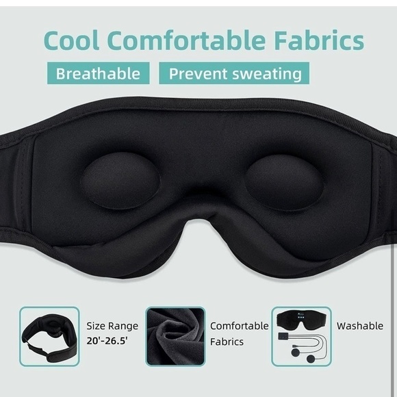 bluetooth Sleep Mask. Bluetooth 5.0 Wireless 3D Eye Cover for Stress Re… - Picture 3 of 4